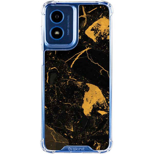 Black and Gold Scattered Marble Moto G 5G (2024) Clear Case